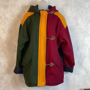 90’s Vintage Color Blocked Wool Coat Size 8